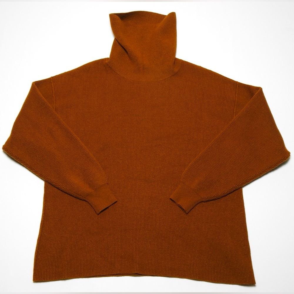 Free People Women’s Turtleneck Sweater Brown Rust or Copper Knit Oversized SMALL